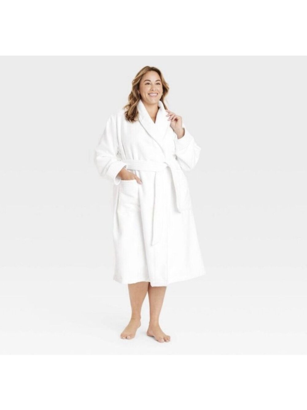 Women's White Terry Robe - Auden - 1X/2X
